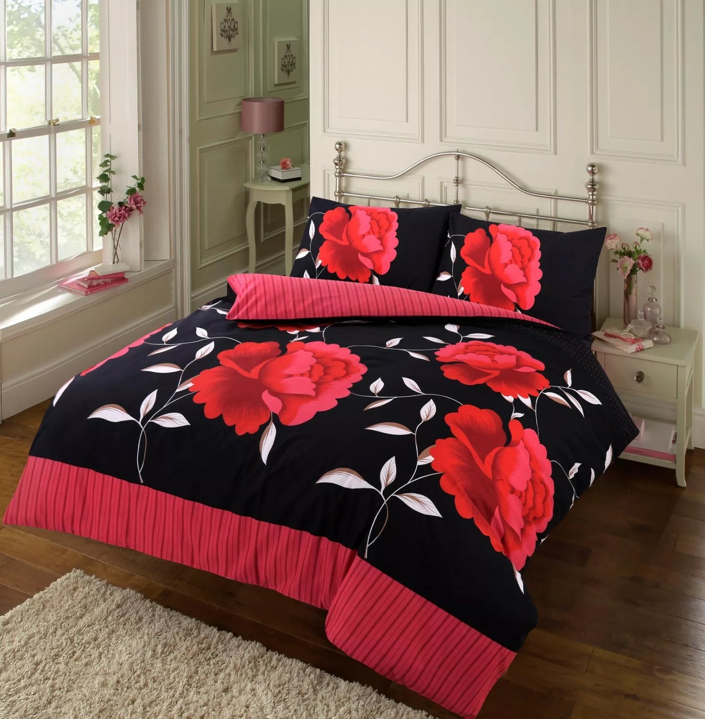 Rosaleen Floral Printed Duvet Cover With Pillowcases Quilt Bedding Set All Sizes