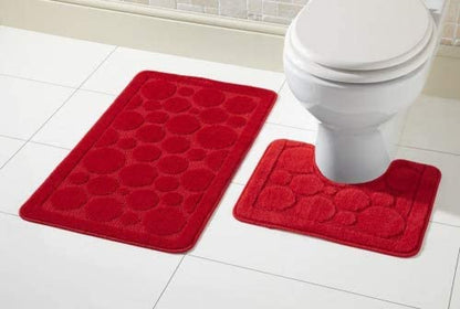 Cali Bubbles 2 Piece Bath Mat & Pedestal Set Non Slip Soft Absorbent Toilet Bathroom Mats Sets