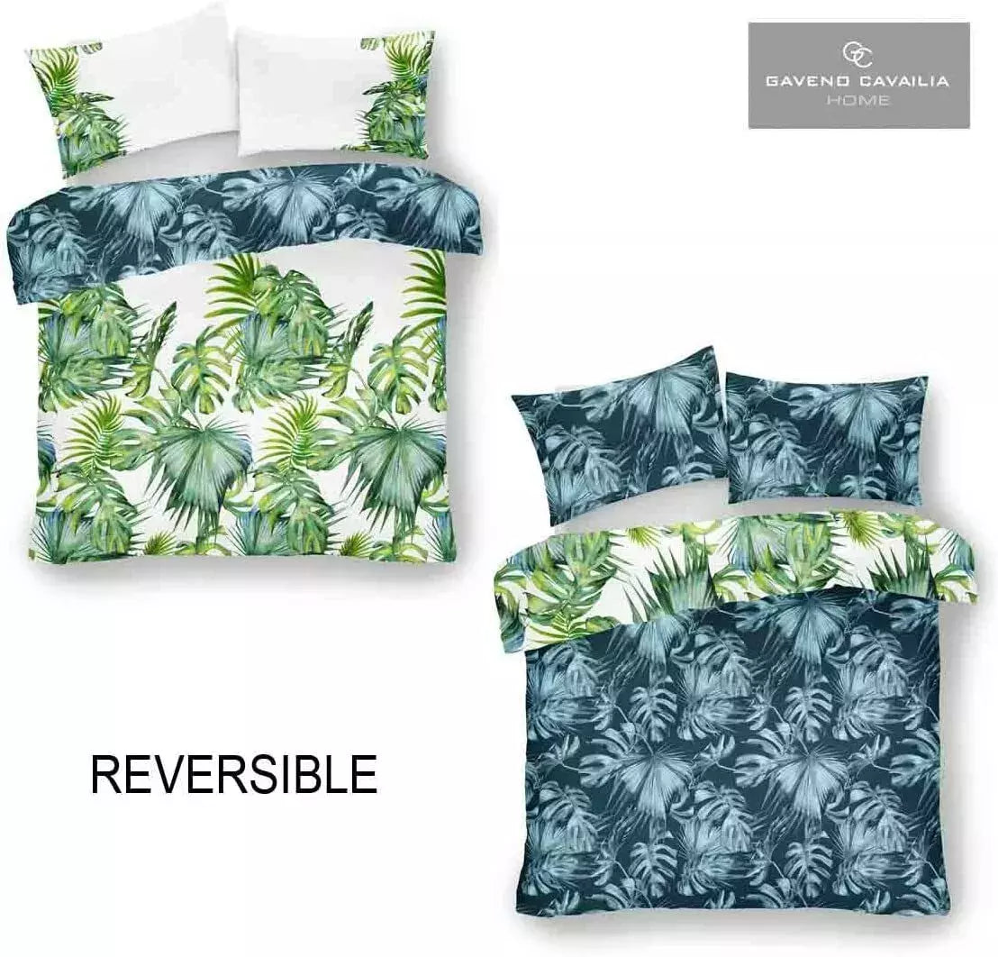 Tropical Leaf Duvet Cover With Pillowcases Reversible Palm Bedding Set All Sizes