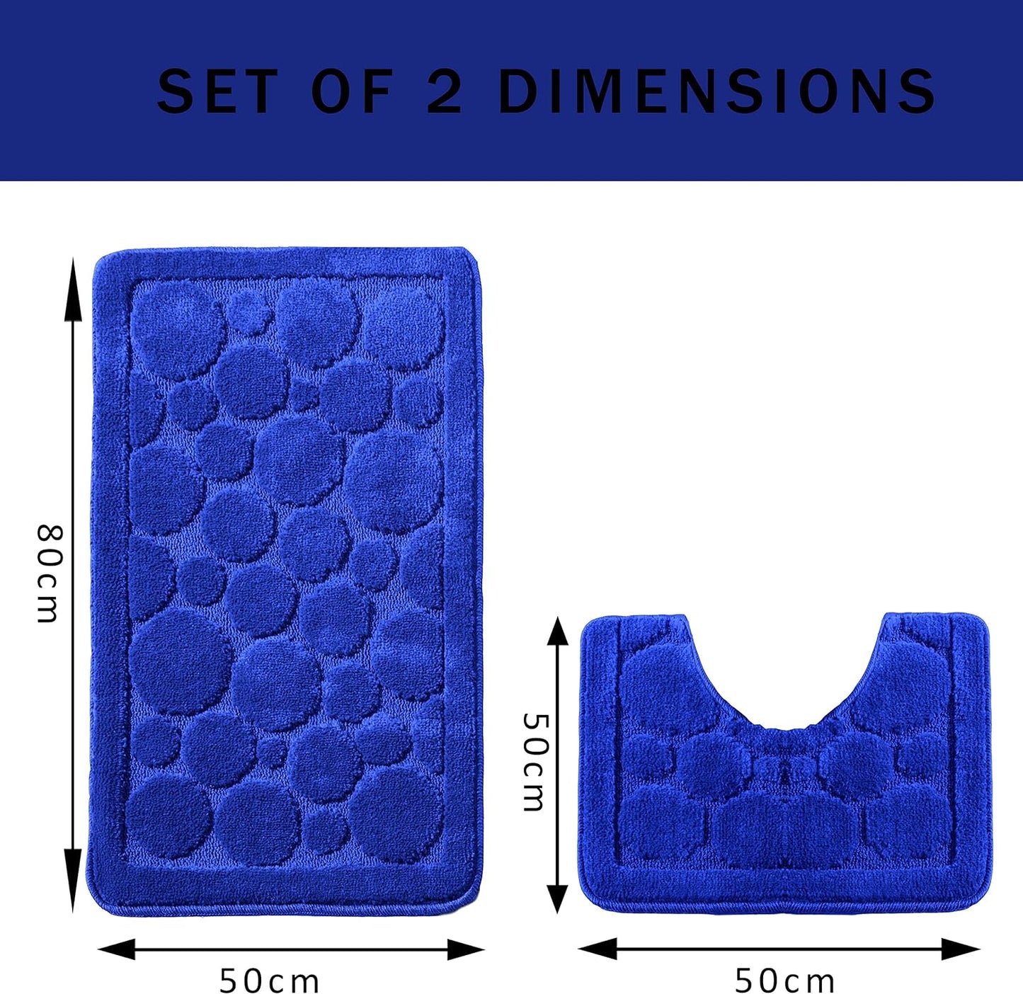 Cali Bubbles 2 Piece Bath Mat & Pedestal Set Non Slip Soft Absorbent Toilet Bathroom Mats Sets