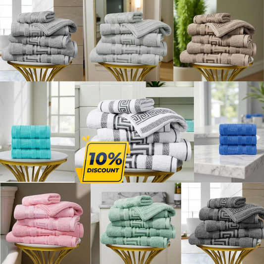 Regent Greek Towels – 100% Egyptian Cotton Towel Set – Luxury Hotel Quality Bath Towels – Soft & Absorbent – Large, Hand & Face Towels – Quick Dry –Bath Sheet, Bath Towel, Face Towel, Jumbo Bath Sheet