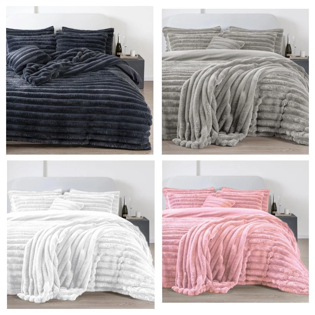 Big Cord Style Teddy Fleece Duvet Covers Soft Thermal Bedding / Throw / Curtains