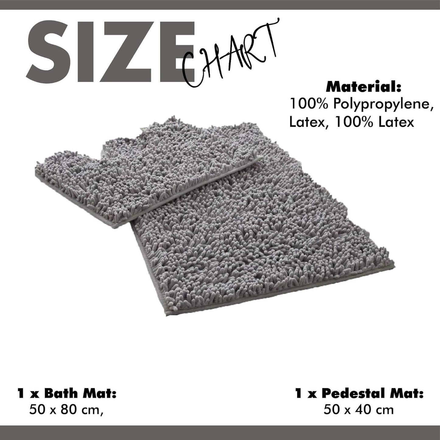 2 Piece Loop Bath Mats for Bathroom - Non Slip Chenille Bath Mat Set Rugs, Extra Soft with Water Absorbent Pedestal Bathmat Shower Toilet Mat