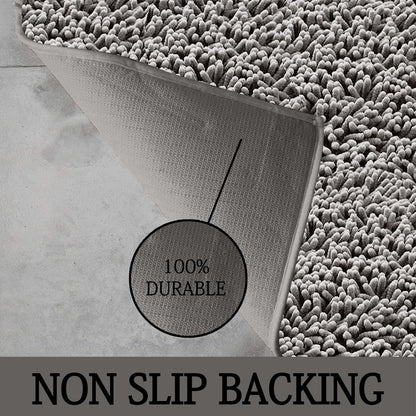 2 Piece Loop Bath Mats for Bathroom - Non Slip Chenille Bath Mat Set Rugs, Extra Soft with Water Absorbent Pedestal Bathmat Shower Toilet Mat