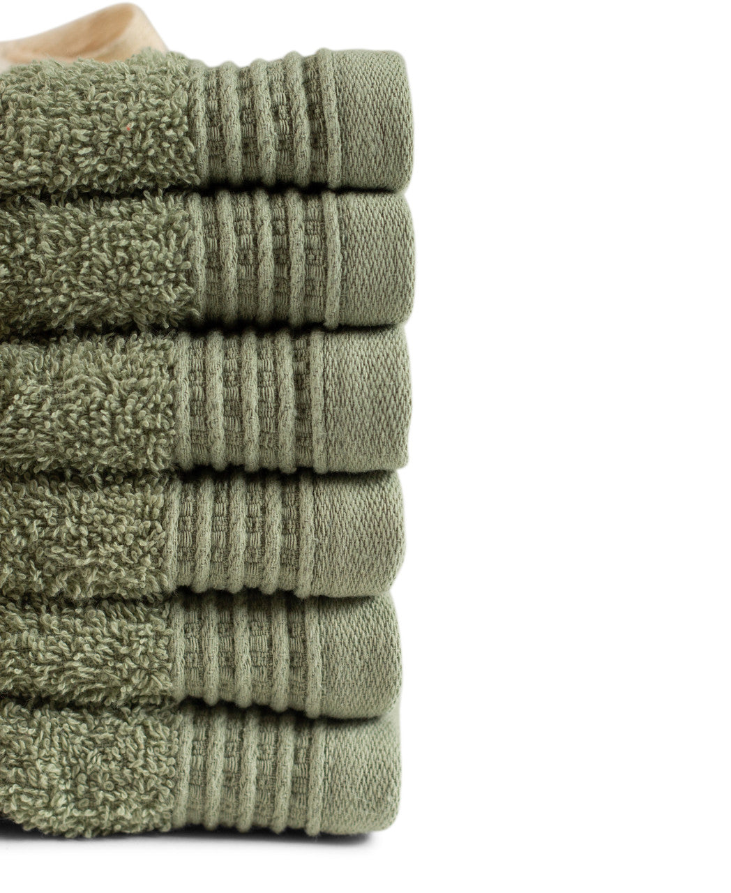 Sage Green 100% Pure Organic Cotton Face Cloth flat lay 630 GSM