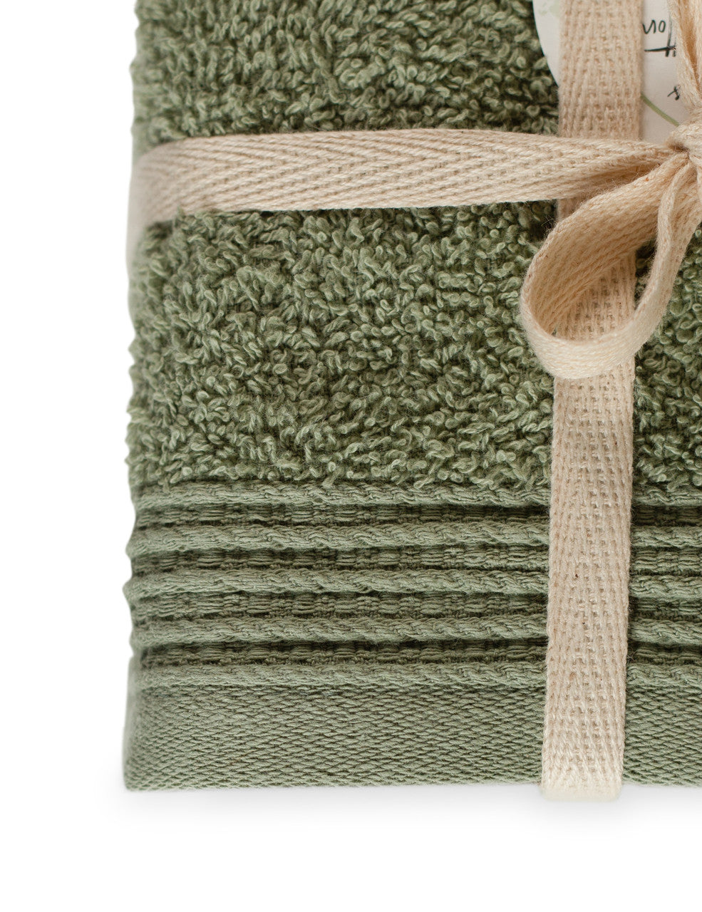 Sage Green 100% Pure Organic Cotton Face Cloth stacked pack of 6