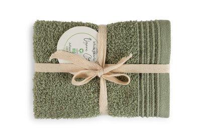 Sage Green 100% Pure Organic Cotton Face Cloth GOTS certified 630 GSM