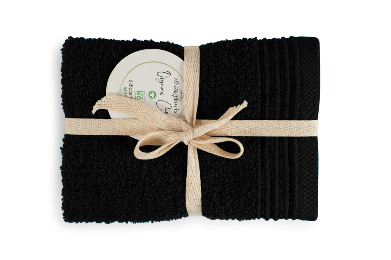 Sage Green Face Cloth pack of 6 100% Pure Organic Cotton gift ribboned