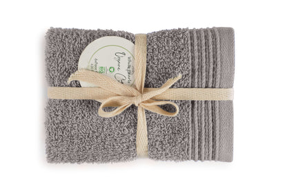 Grey 100% Pure Organic Cotton Face Cloth GOTS certified 630 GSM