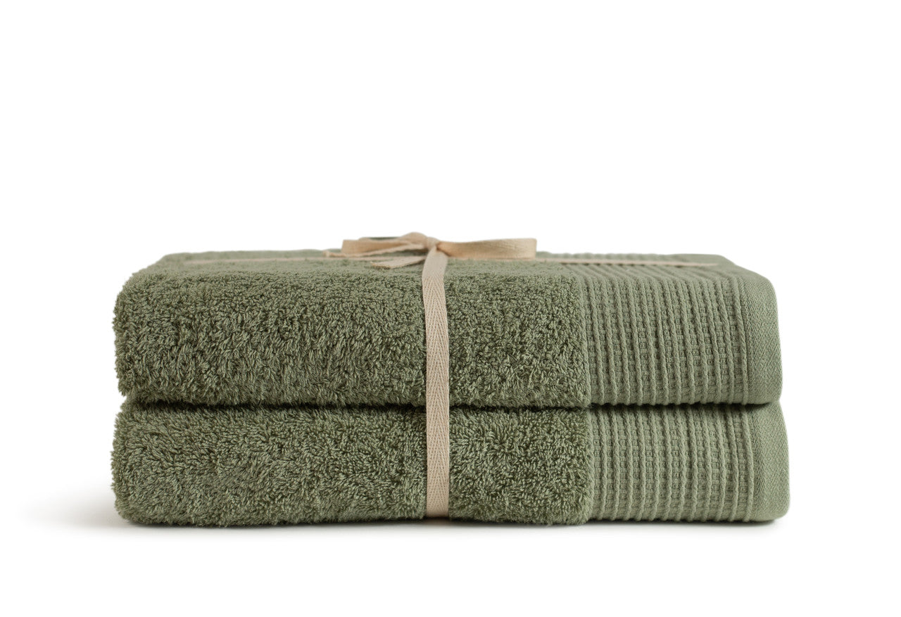 Sage Green 100% Pure Organic Cotton Bath Sheet gift ribboned 630 GSM