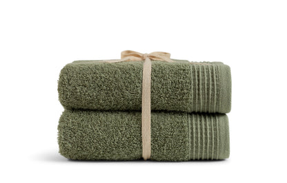 Sage Green 100% Pure Organic Cotton Hand Towel gift ribboned 630 GSM