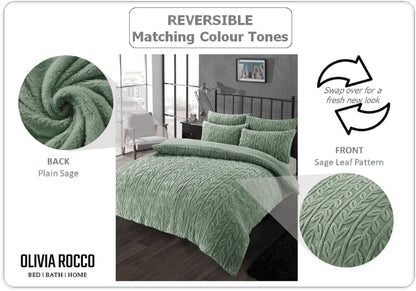 Teddy Fleece Duvet Cover Leaf Super Soft Warm Bedding Set