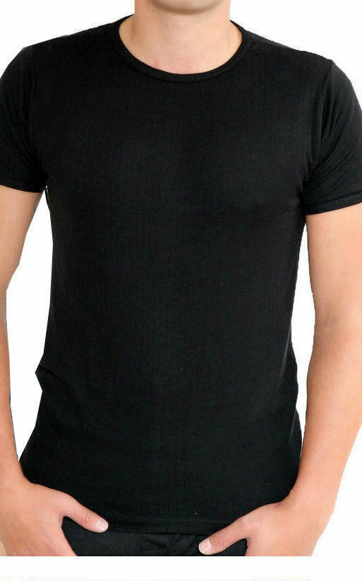 Pack of 4 Mens Thermal Half Sleeve T-Shirt Vest Winter Underwear Warm Plain Top Base Layer