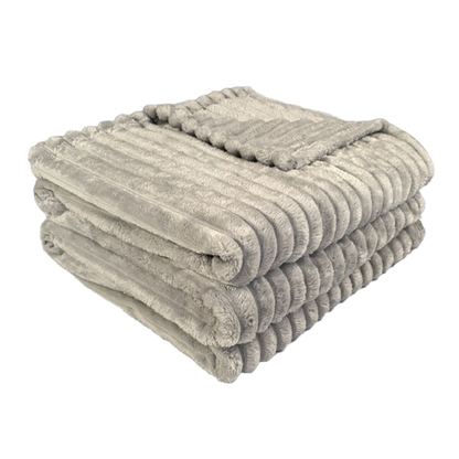 Ribbed Throws Fleece Blanket Chunky Cord Faux Fur Large Size Sofa Bed Corded