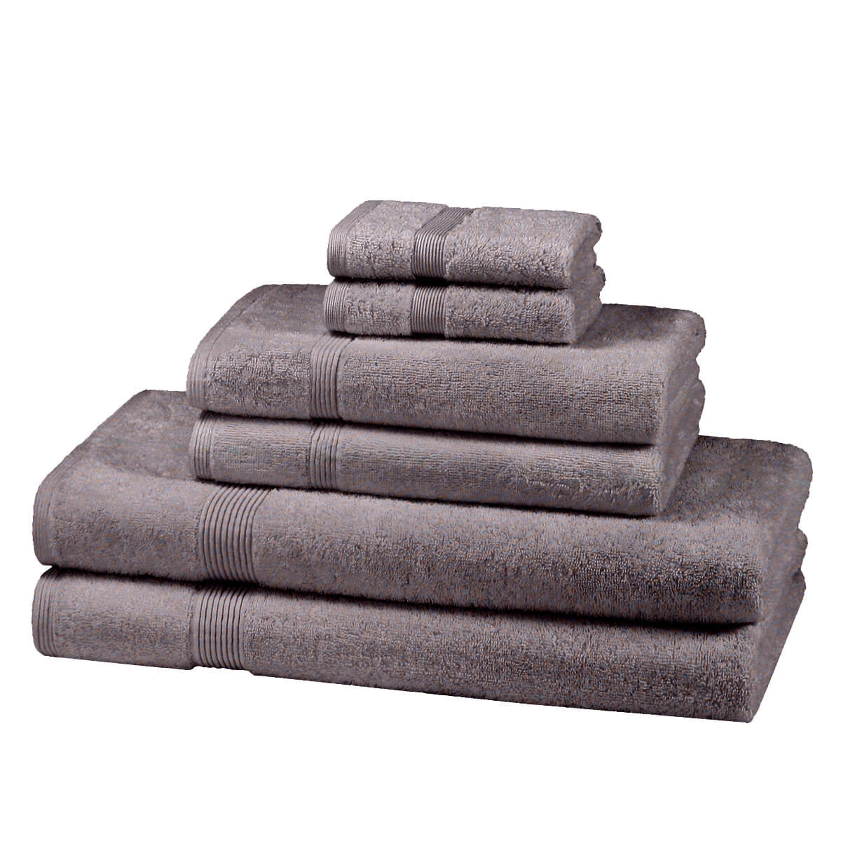 600GSM cotton 6 piece towel bale set in Silver — modern soft grey bathroom towel bundle