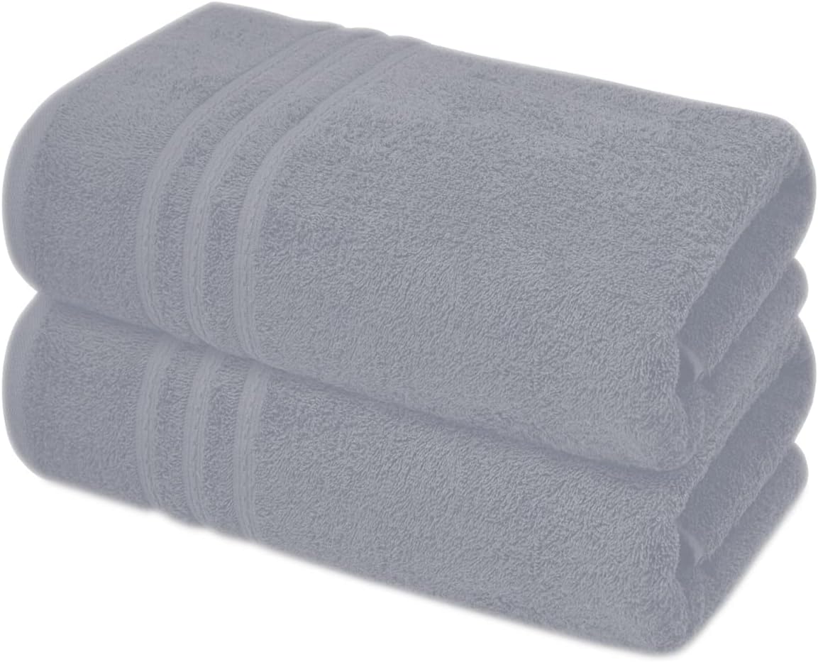 Pack of 2 Extra Large Jumbo Bath Sheets - Beach Towels 100% Cotton  Huge Size (85 x 200 cm)