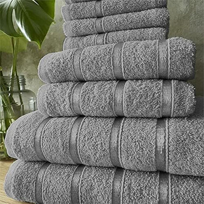 Egyptian Cotton Bath Towels Super Absorbent Quick Dry Extra Soft Hand & Face Towels 8 pcs Bale Set