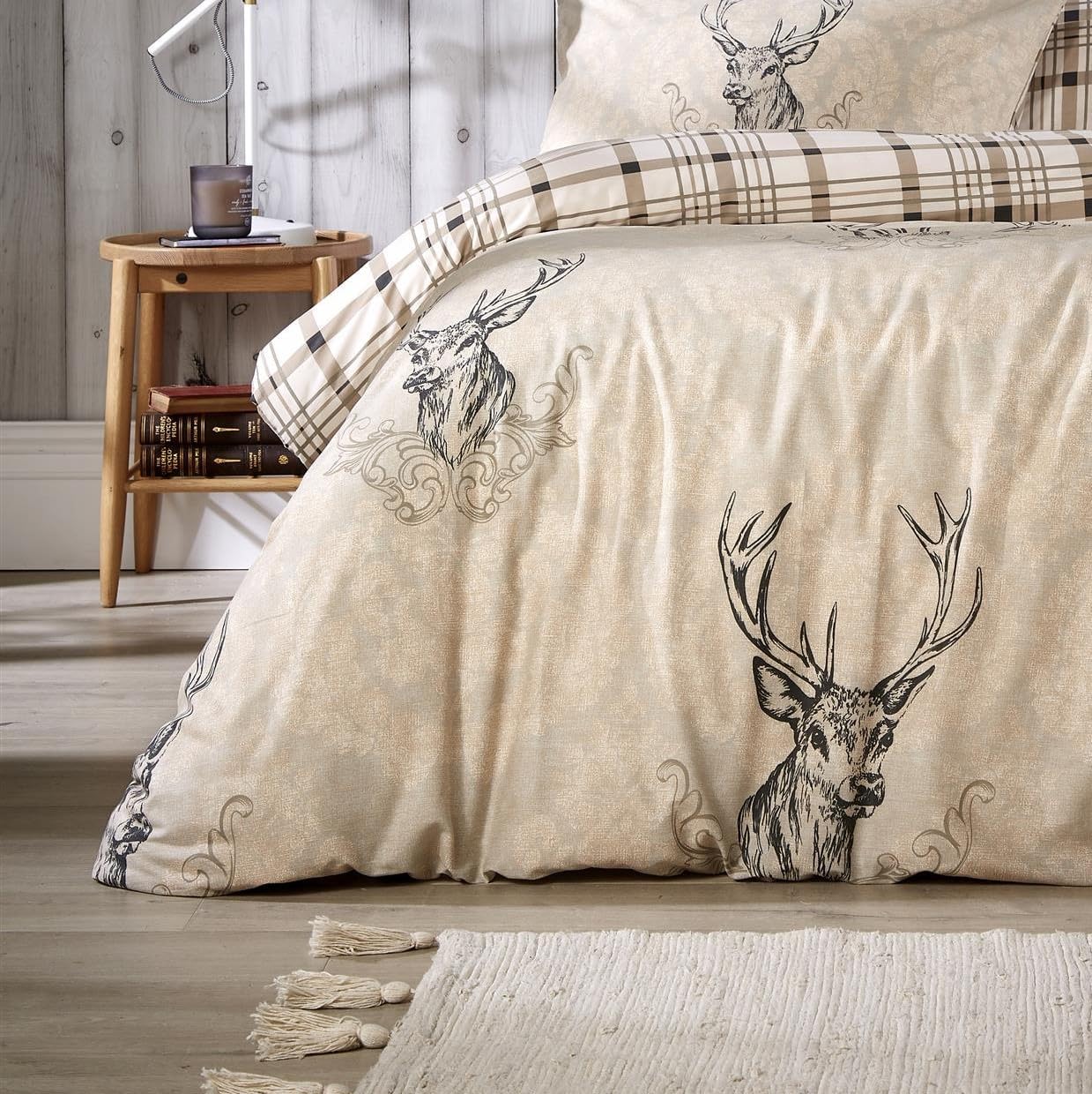 Highland Stag Reversible Duvet Cover Quilt Bedding 3 Pcs Set With Matching Pillowcase Polycotton