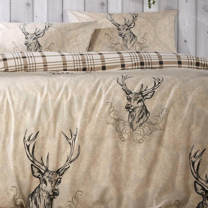 Highland Stag Reversible Duvet Cover Quilt Bedding 3 Pcs Set With Matching Pillowcase Polycotton