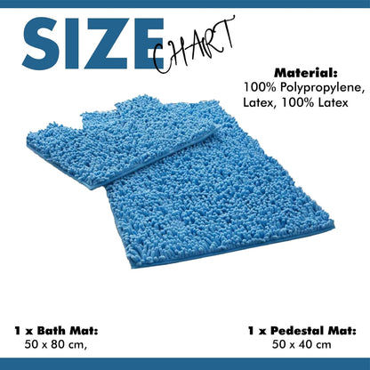 2 Piece Loop Bath Mats for Bathroom - Non Slip Chenille Bath Mat Set Rugs, Extra Soft with Water Absorbent Pedestal Bathmat Shower Toilet Mat