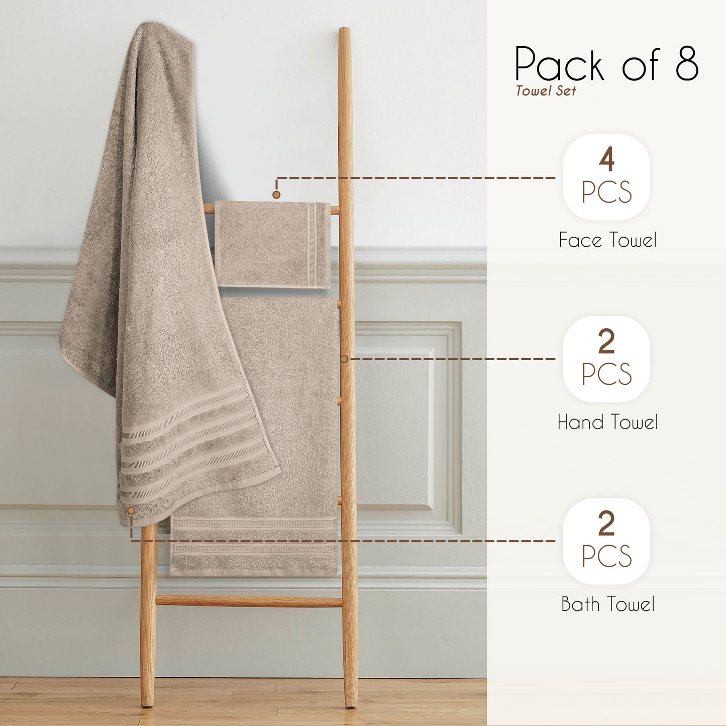 8 Piece Towels Bale Set 100% Cotton 600 GSM Ritz Highly Absorbent & Quick Dry Super Soft Bathroom Towel Sets