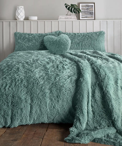 Hug & Snug Duvet Cover Fluffy Fur Fleece Cuddle Warm Quilt Bedding Set All Sizes