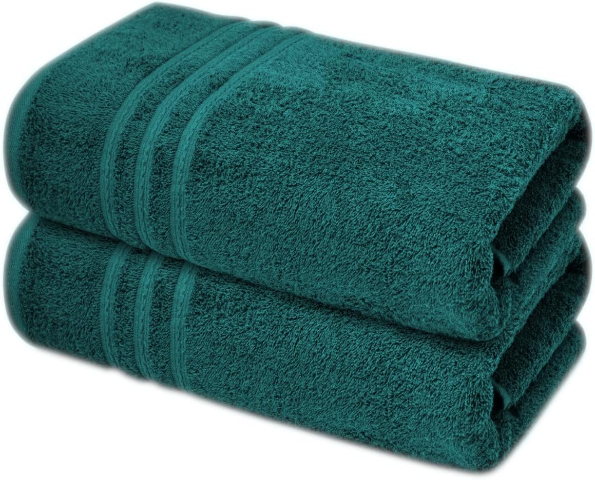 Pack of 2 Extra Large Jumbo Bath Sheets - Beach Towels 100% Cotton  Huge Size (85 x 200 cm)