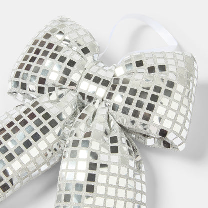 Silver mirrored bow event styling - New Year Christmas