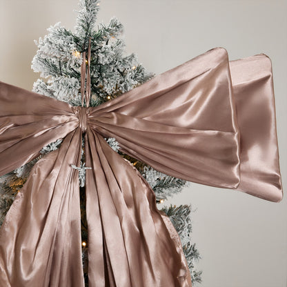 Cream satin tree bow styled on Christmas tree - luxury festive decor
