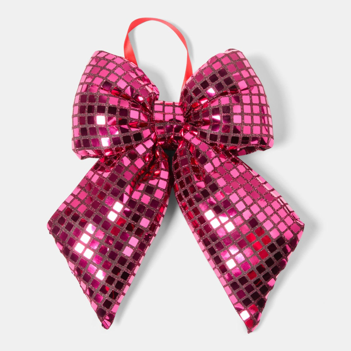 Set of 4 hot pink disco ball bows Christmas styling glam