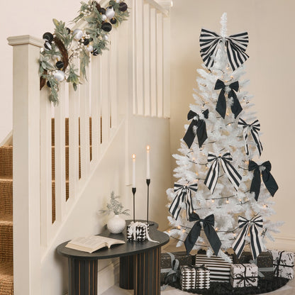 Monochrome striped bow Christmas tree topper 8 pack bow set - modern designer
