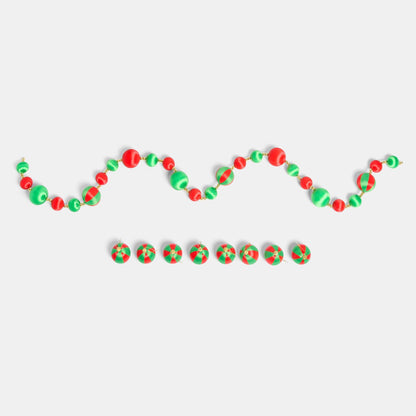 Red green beaded garland Christmas tree styling - coordinated set