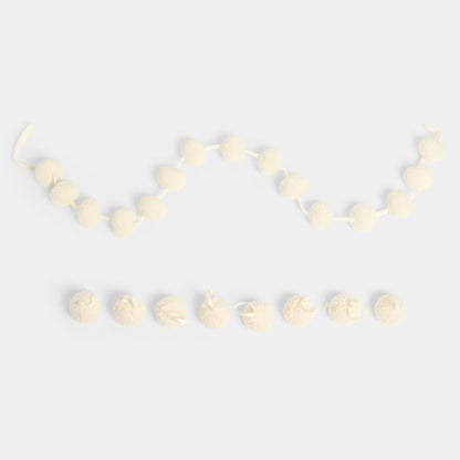 Set of 8 cream pom pom Christmas hanging decorations