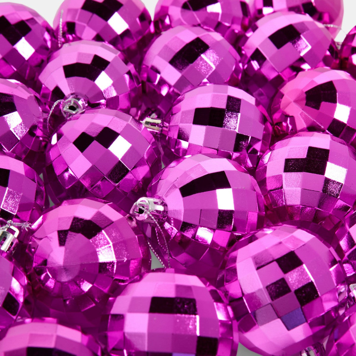 Set of 30 hot pink disco baubles Christmas tree styling bulk