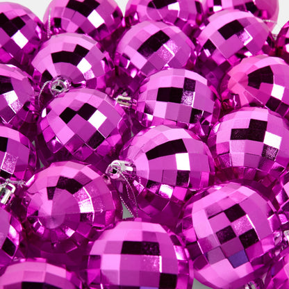 Set of 30 hot pink disco baubles Christmas tree styling bulk