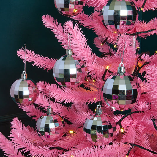Silver disco ball baubles 30 pack Christmas tree decorations - bulk glam