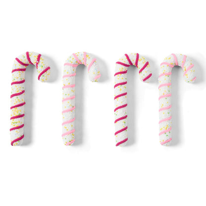 Pink swirl candy cane close-up with sprinkle detailing - Christmas ornament