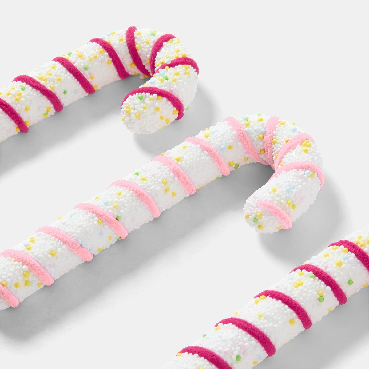 Set of 4 pink candy canes - foam Christmas tree decorations