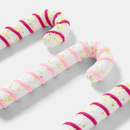 Set of 4 pink candy canes - foam Christmas tree decorations