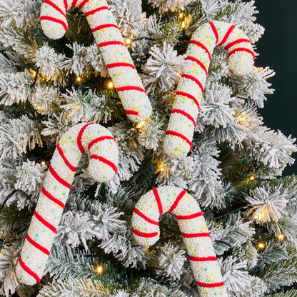 Red white candy cane Christmas decorations 4 pack - classic festive ornaments