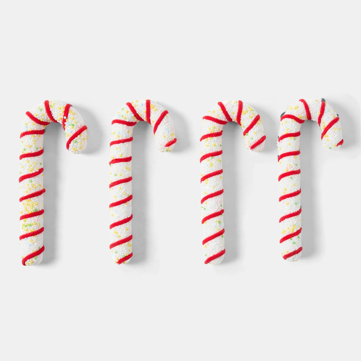 Classic red white candy cane close-up - Nordic frost Christmas ornament