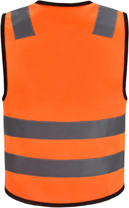 Zipped High Visibility Hi Viz Vest Waistcoat high vis Safety hi vis vest For Men's and Women's Lightweight and Comfortable Safety Vests, Standard Size Reflective Safety Vest(XXS-XXL)