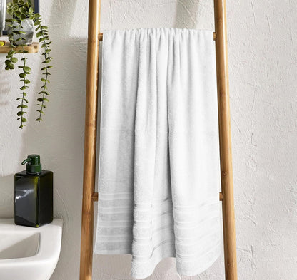 Ritz Collection 2 Pack Jumbo Bath Sheet Viscose Stripe Towels Range Highly Absorbent and Super Soft Extra Large Bathsheets Towel Sets