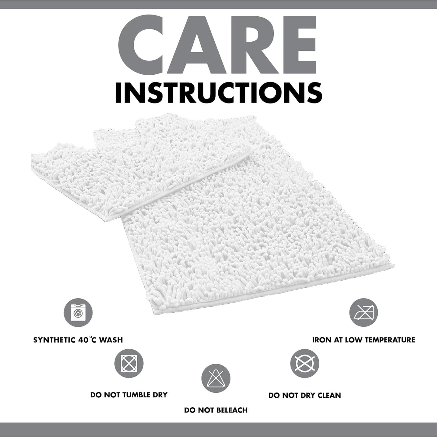 2 Piece Loop Bath Mats for Bathroom - Non Slip Chenille Bath Mat Set Rugs, Extra Soft with Water Absorbent Pedestal Bathmat Shower Toilet Mat