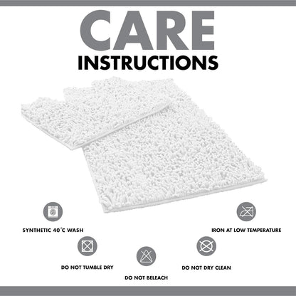 2 Piece Loop Bath Mats for Bathroom - Non Slip Chenille Bath Mat Set Rugs, Extra Soft with Water Absorbent Pedestal Bathmat Shower Toilet Mat
