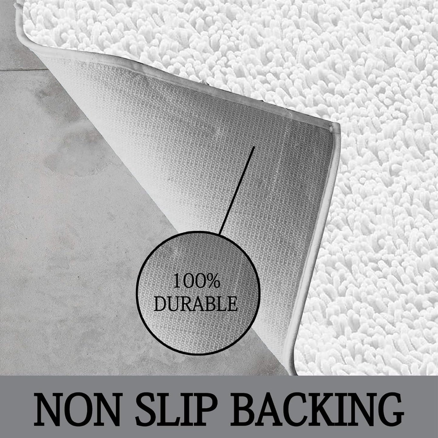 2 Piece Loop Bath Mats for Bathroom - Non Slip Chenille Bath Mat Set Rugs, Extra Soft with Water Absorbent Pedestal Bathmat Shower Toilet Mat