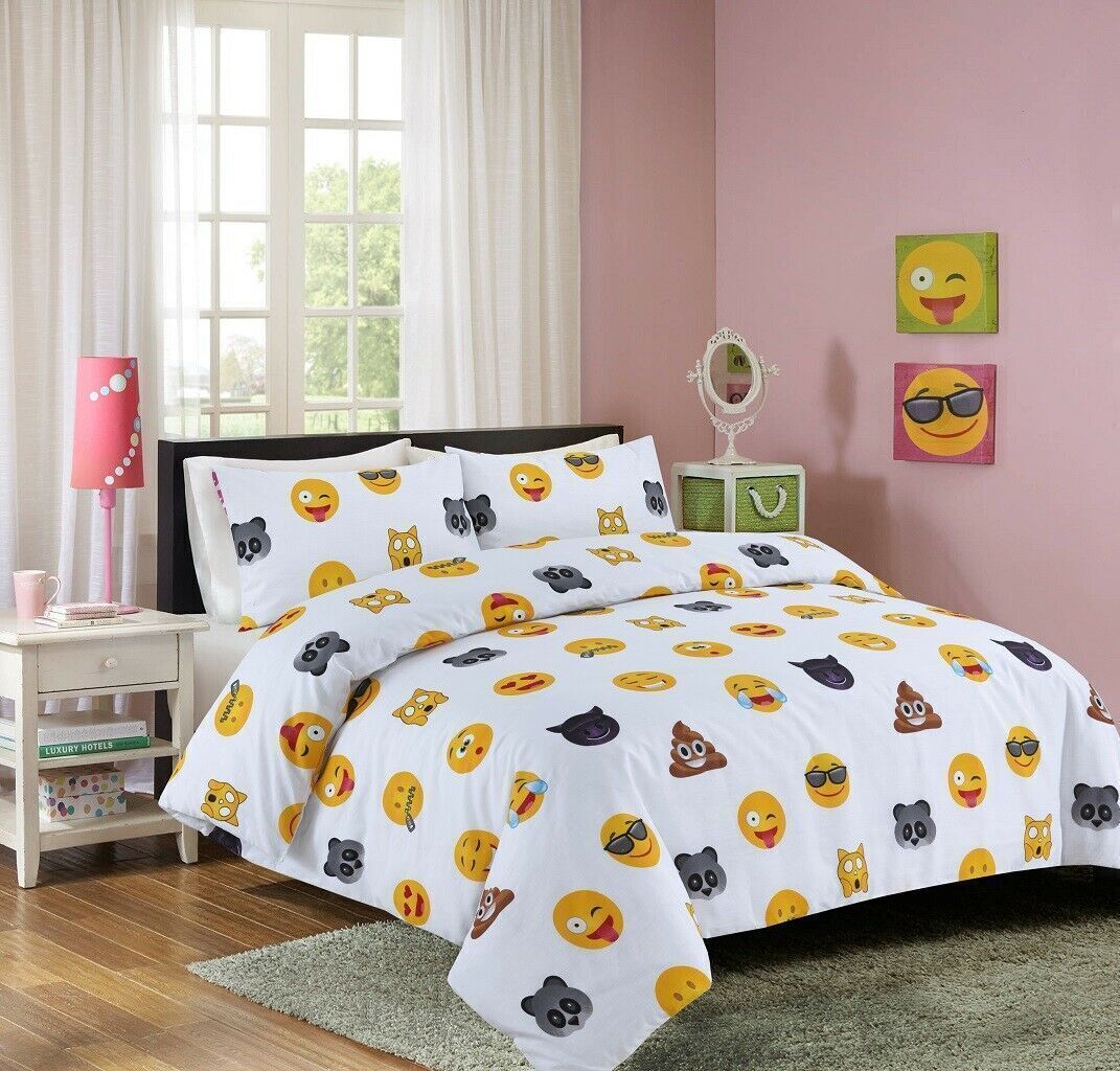 Icon Emoji Duvet Cover Printed Kids Bedding Set