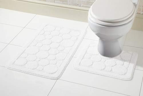 Cali Bubbles 2 Piece Bath Mat & Pedestal Set Non Slip Soft Absorbent Toilet Bathroom Mats Sets