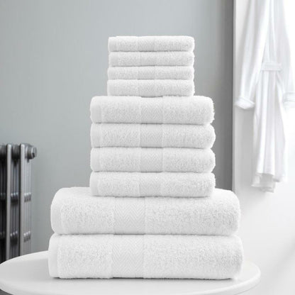10-Piece Bale Set Bathroom Towels  4x Hand, 4x face Cloths, 2x Bath Towels 100% Cotton Quick Dry Soft Absorbent