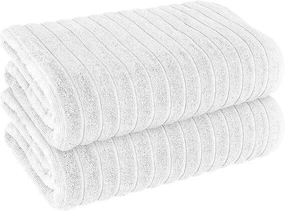 Pack of 2 Jumbo Ribbed Bath Sheet Bathroom Large Bath Towel Highly Absorbent Quick Dry Super Soft 100% Cotton Extra Large Bath Sheets